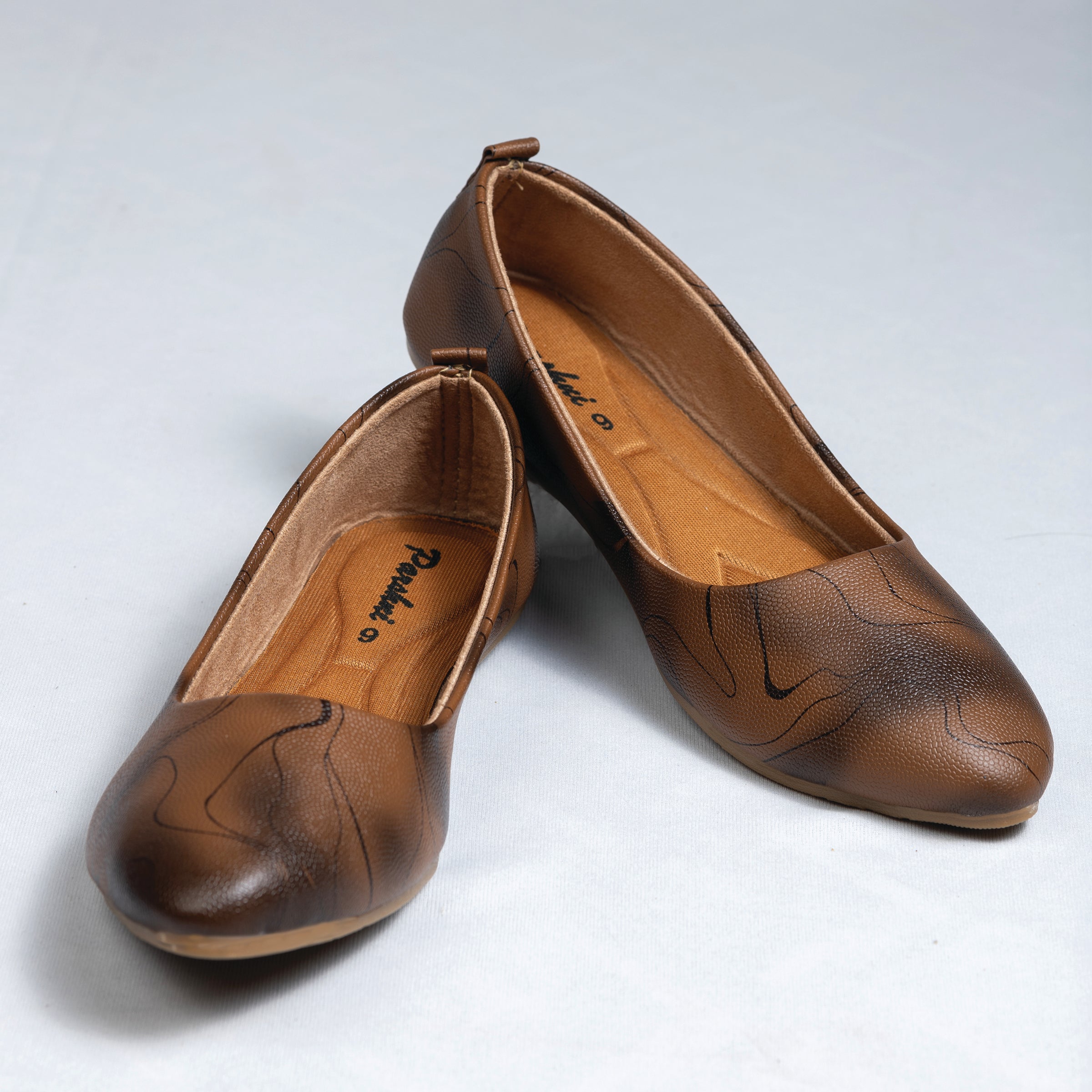 Parshni Women Brown Texture Ballerians  for Casual Use