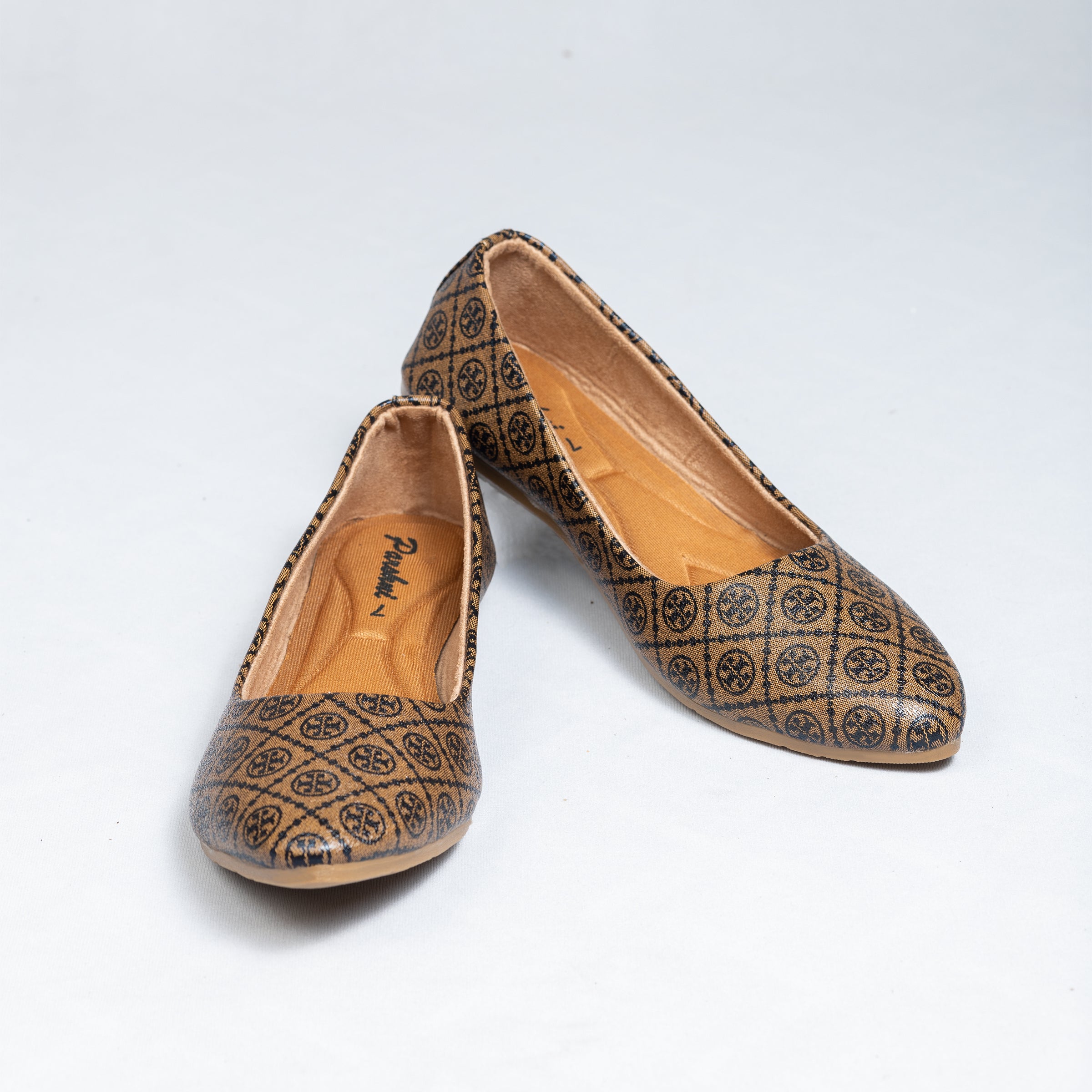 Parshni Women Brown Texture Ballerians for Casual Use