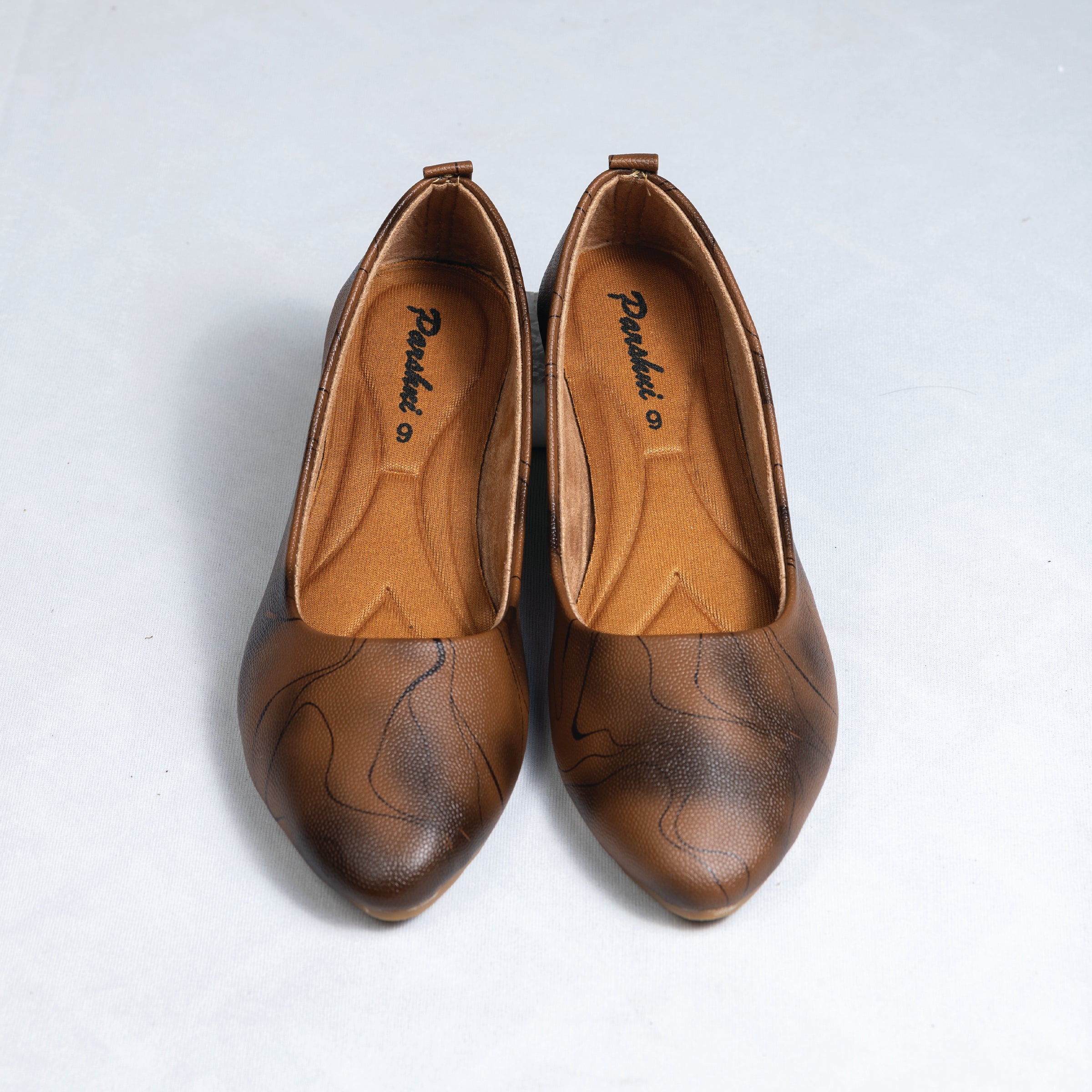 Parshni Women Brown Texture Ballerians  for Casual Use