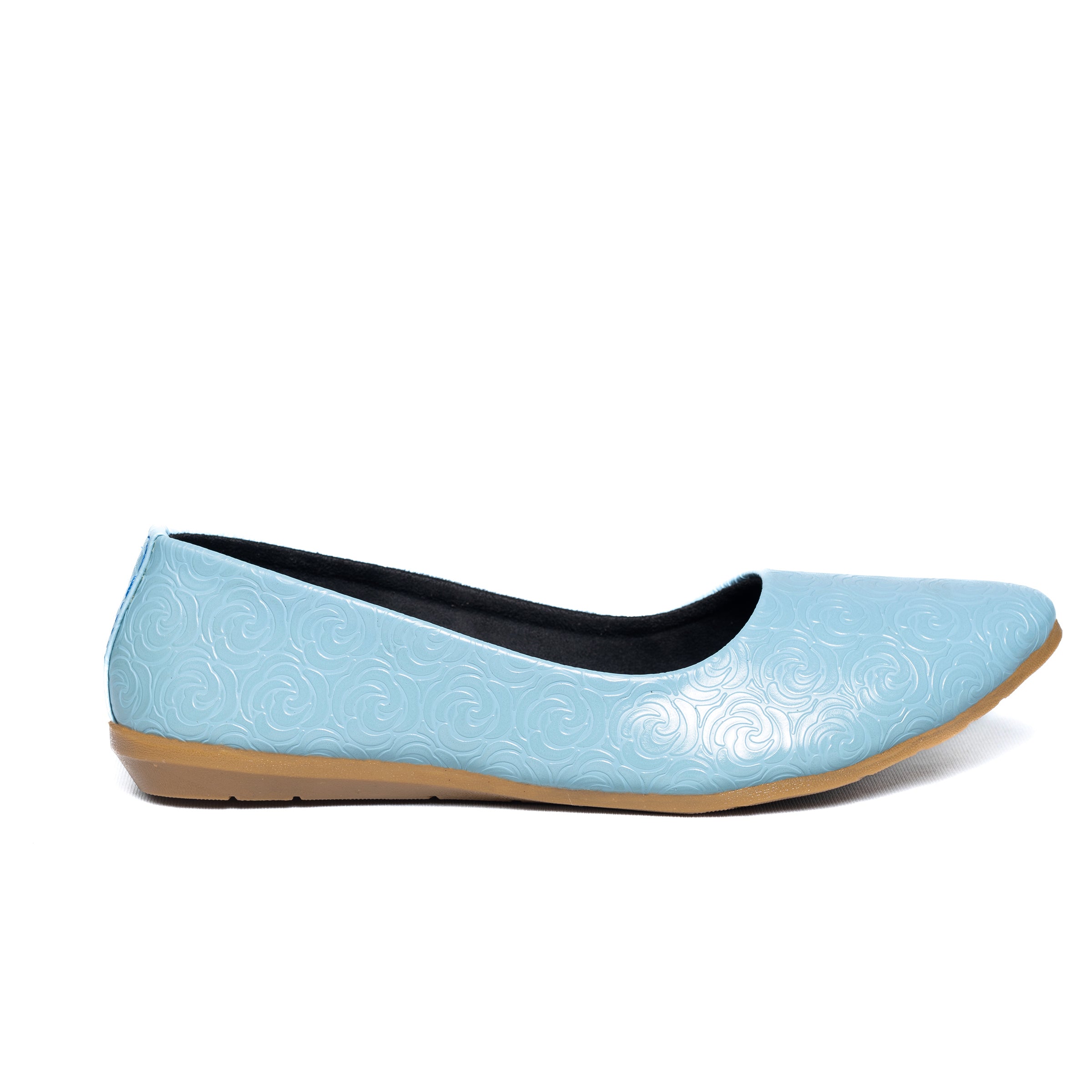 Parshni Women Sky Blue Texture Ballerians for Party & Casual Use