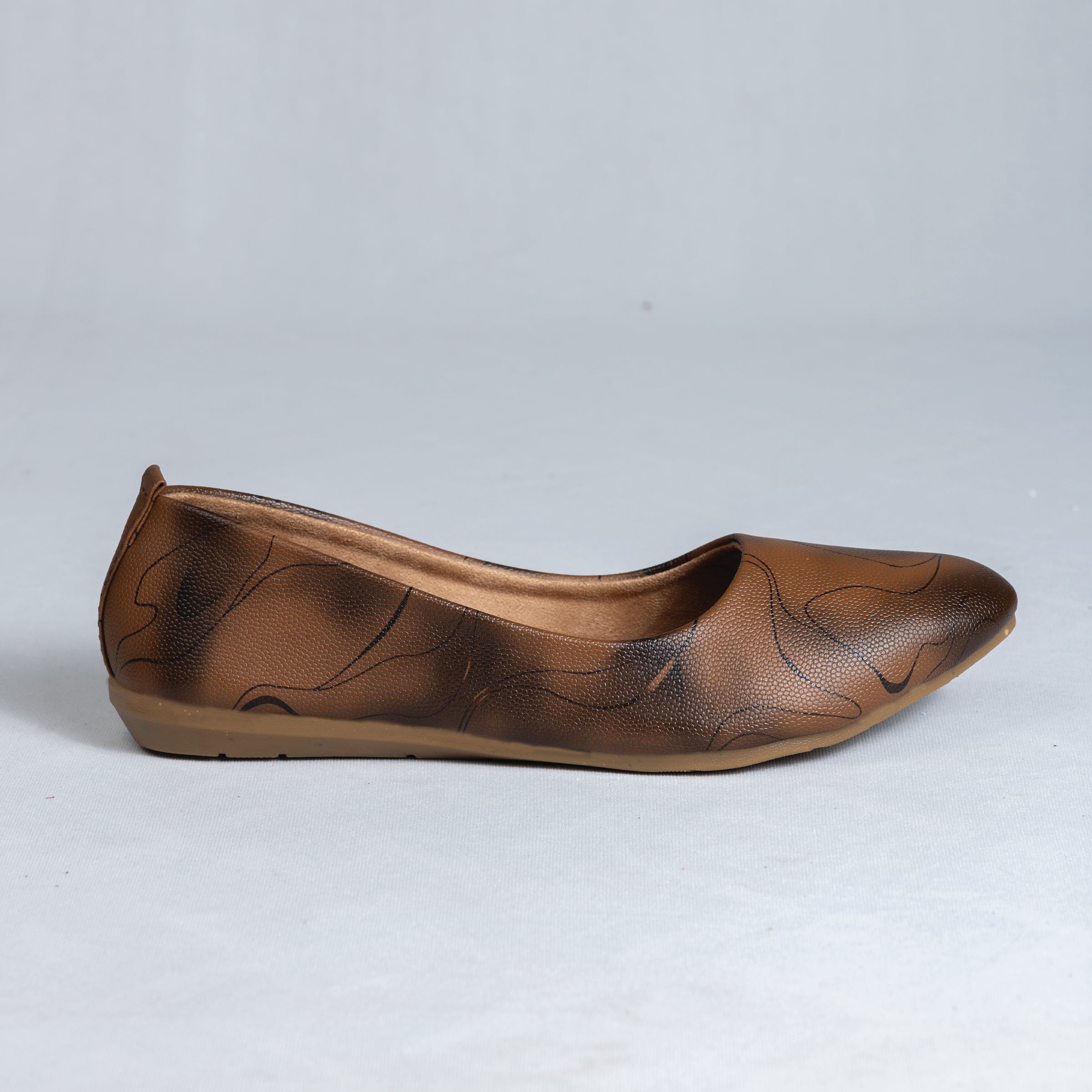 Parshni Women Brown Texture Ballerians  for Casual Use