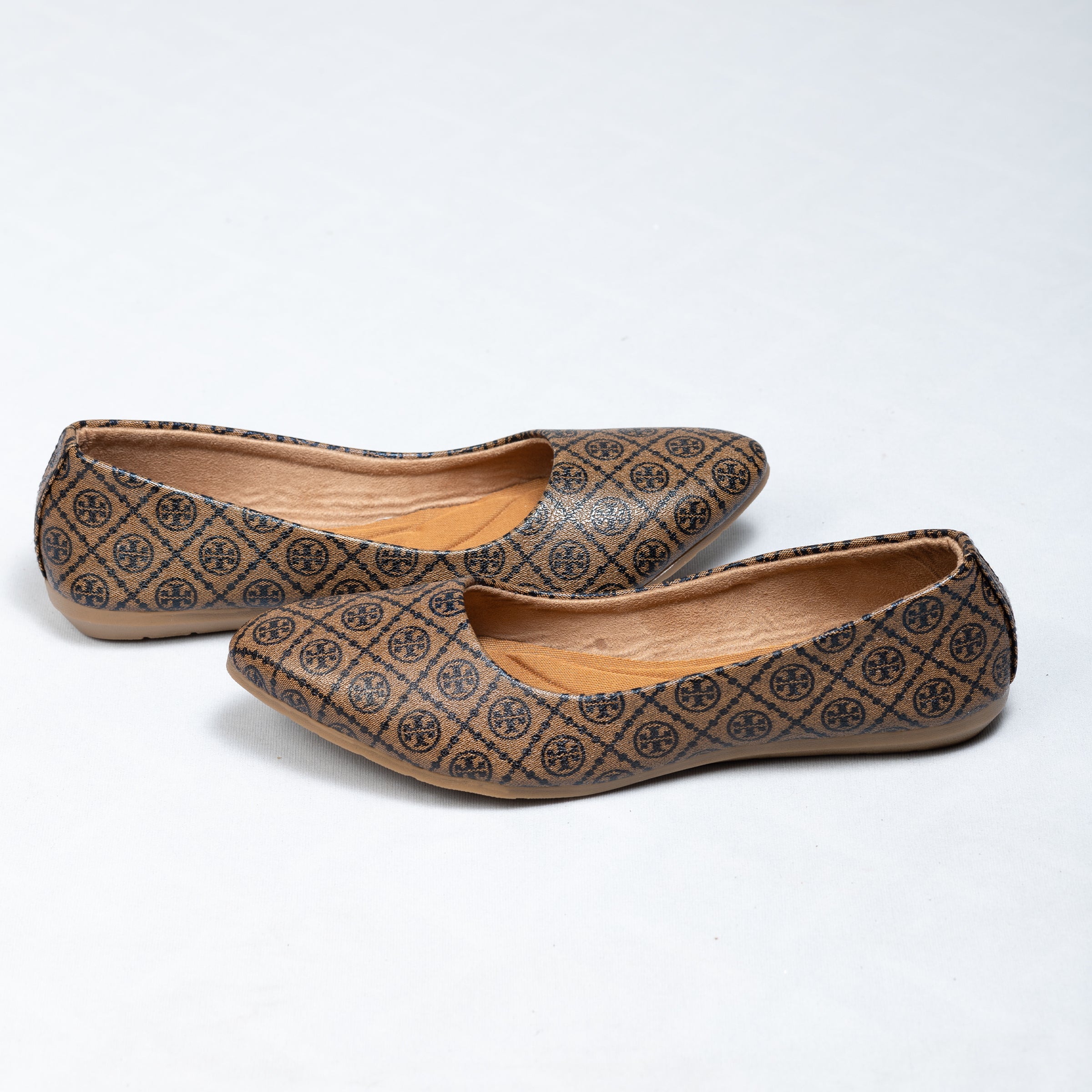 Parshni Women Brown Texture Ballerians for Casual Use