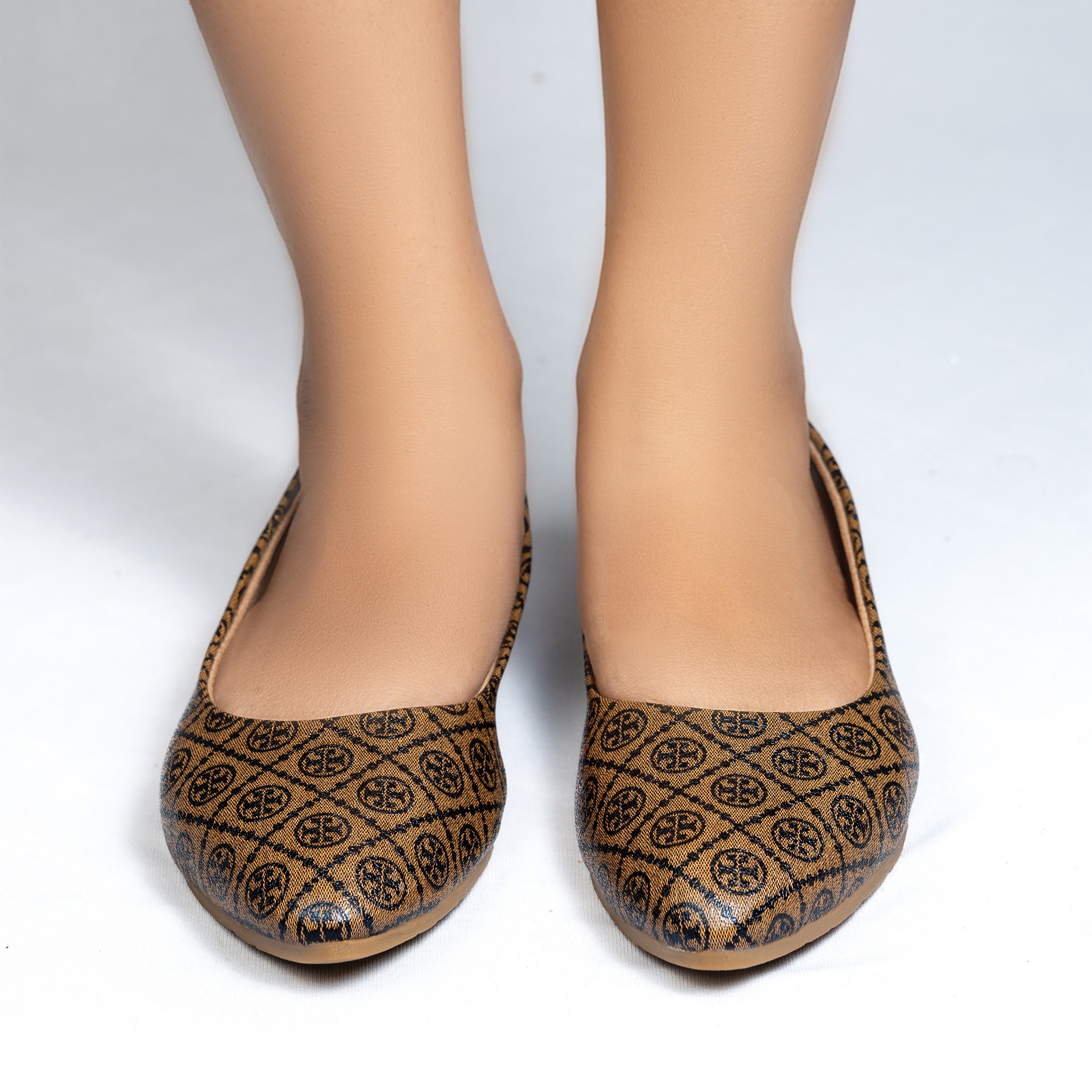 Parshni Women Brown Texture Ballerians for Casual Use