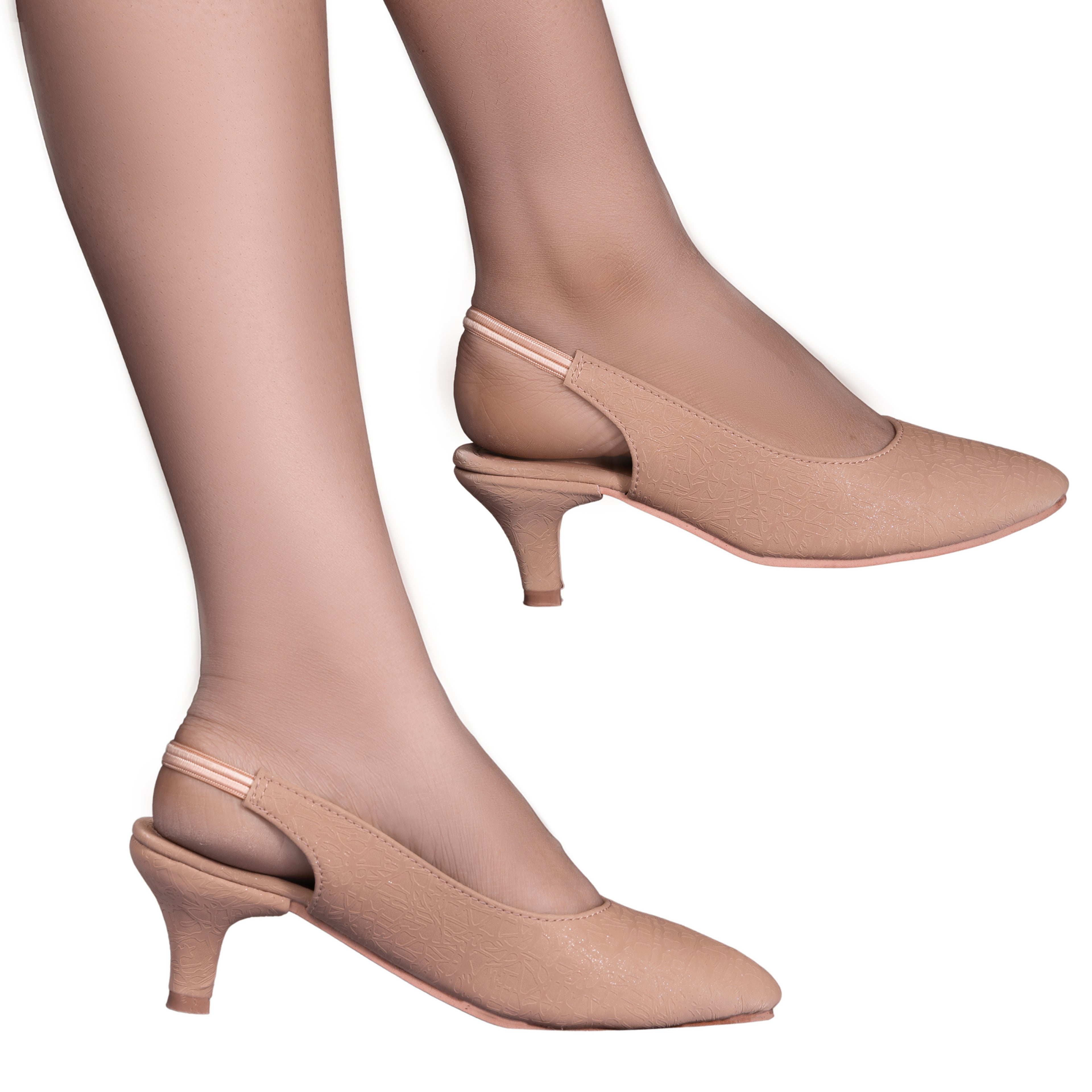 Parshni Women PU Work Peach Texture Pointed Toe Stiletto