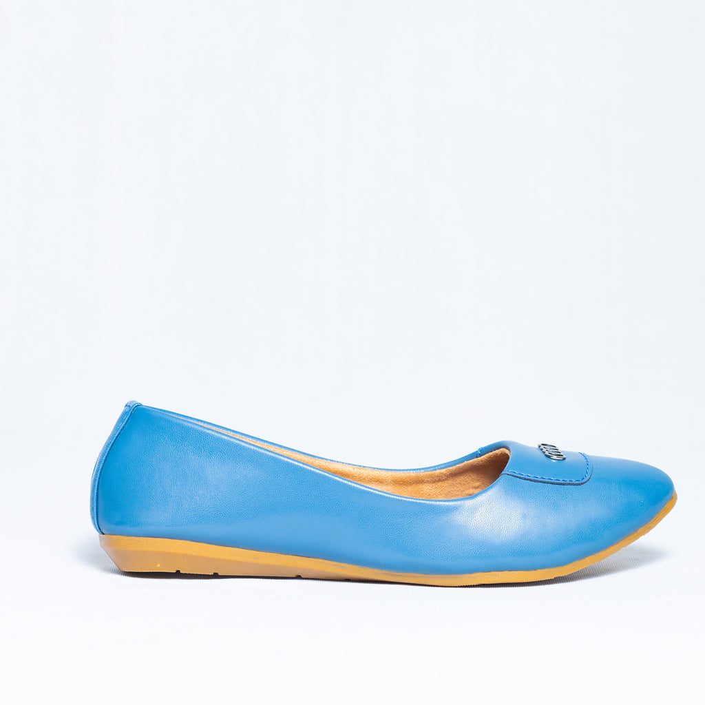 Parshni Women Sky Blue Solid Pointed Toe Party Wear Ballerians