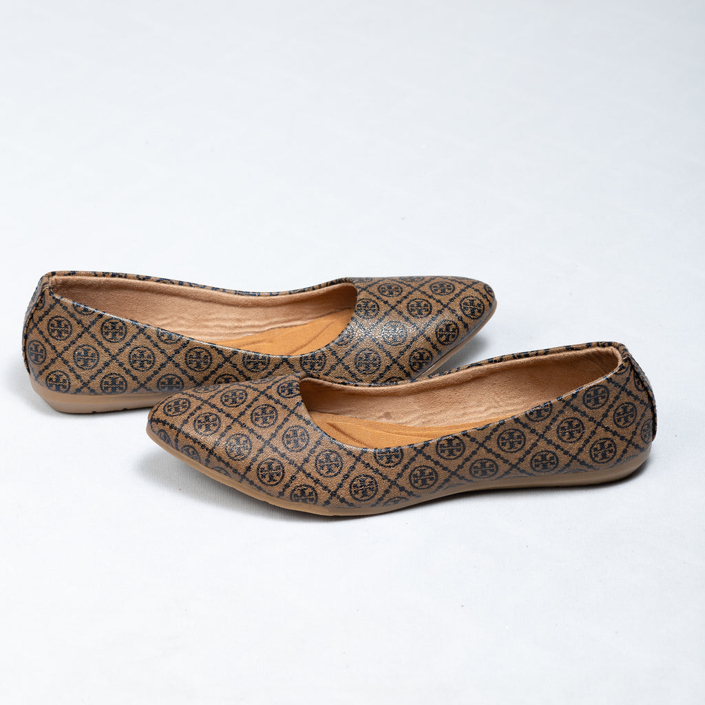 Parshni Women Brown Texture Ballerians for Casual Use