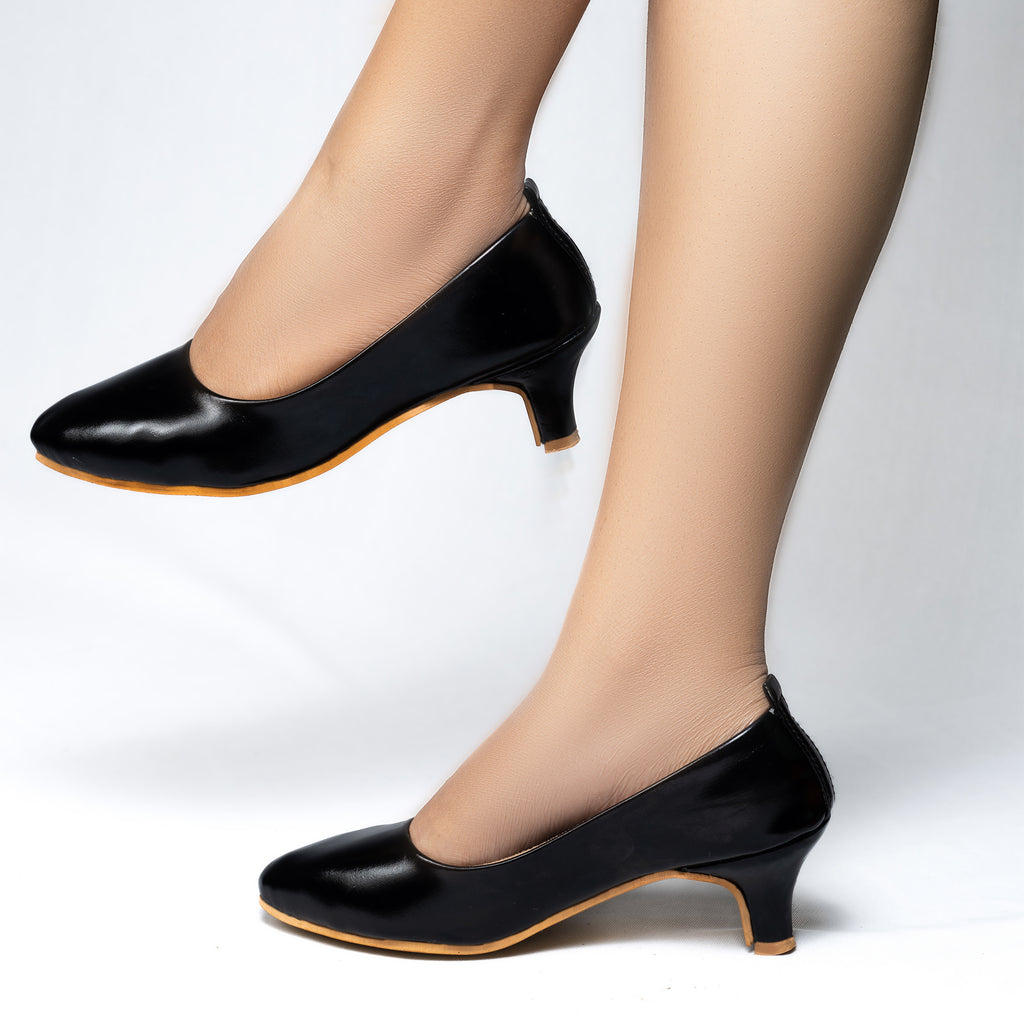 Parshni Women PU Work Black Pointed Toe Stiletto