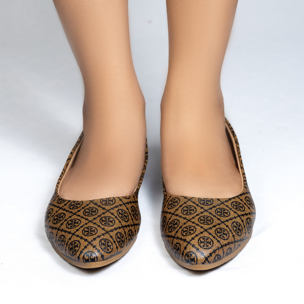 Parshni Women Brown Texture Ballerians for Casual Use