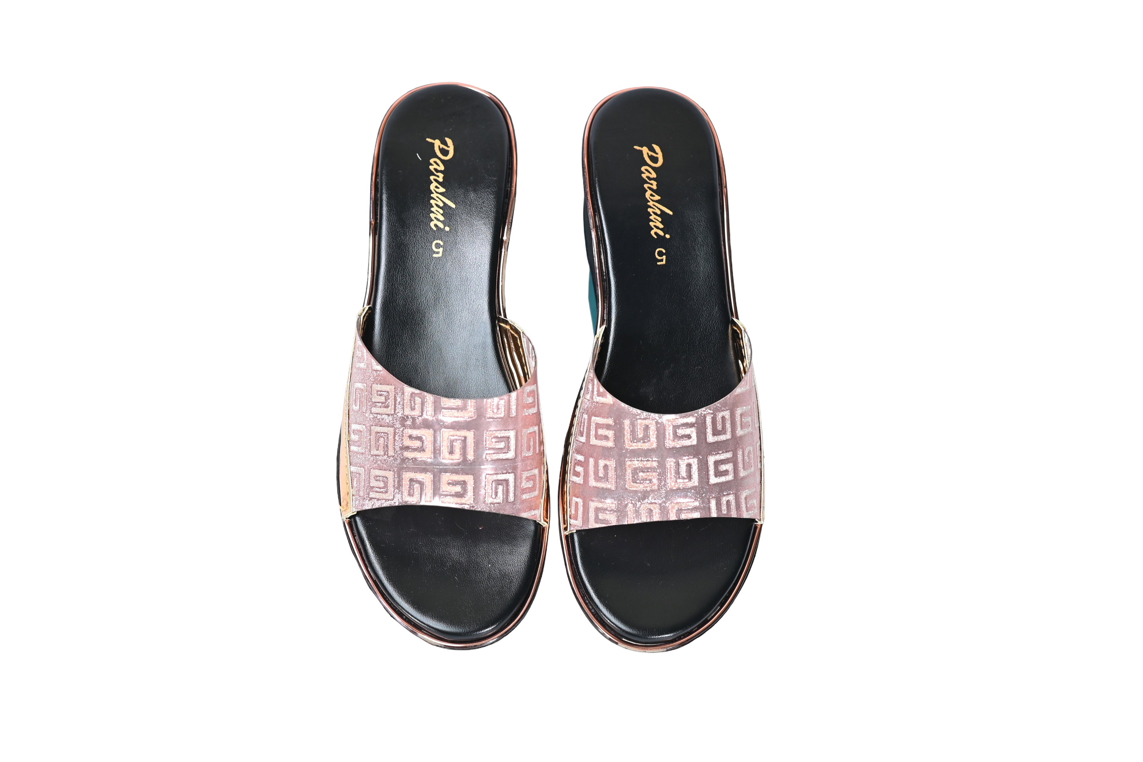 Parshni Women Ant.Gold Texture Open Toe Wedges for Party Use