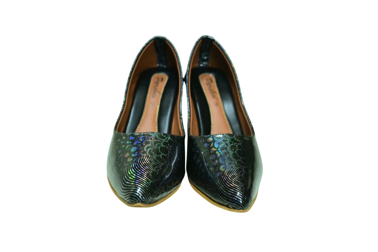 Parshni Women PU Work Black Texture Pointed Toe Stiletto